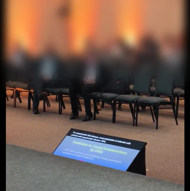 Monitor de retorno aos pés do palco exibindo a mesma legenda que a plateia lê